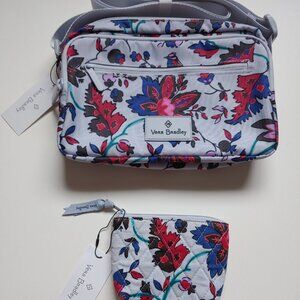 SET NWT Vera Bradley Lighten Up RFID Crossbody Bag & Coin Purse Vineyard Floral